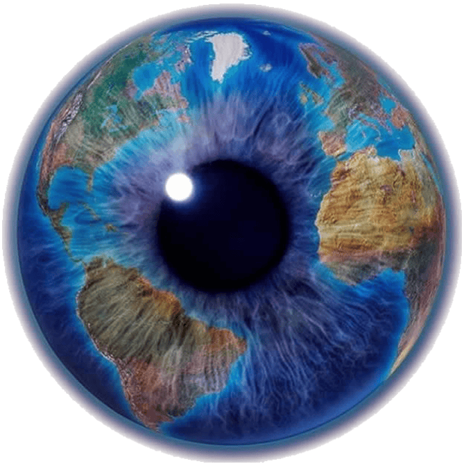 Close-up of Earth's surface with a focus on the eye-like appearance of the planet.